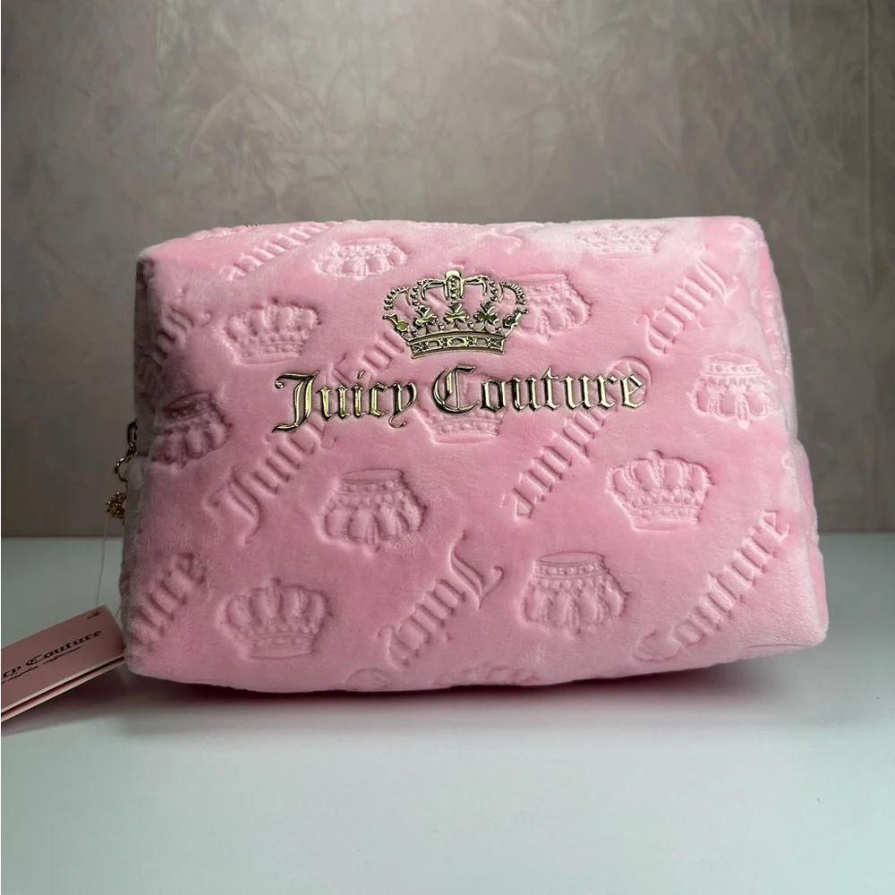 Juicy Couture Pink Embossed Crown Cosmetic Pouch